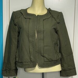 Elizabeth and James Anthropologie Military Green Lightweight Cropped Jacket 8